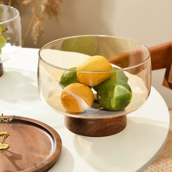 Wooden & Glass Serving Platter 16cm